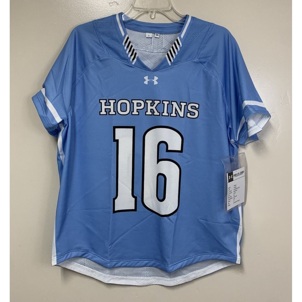 Johns Hopkins Lacrosse #16 Under Armour Primetime Blue Jersey Mens Size L 20